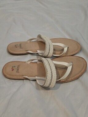 Palms White Braided Strap Women's Slide Sandals US 9